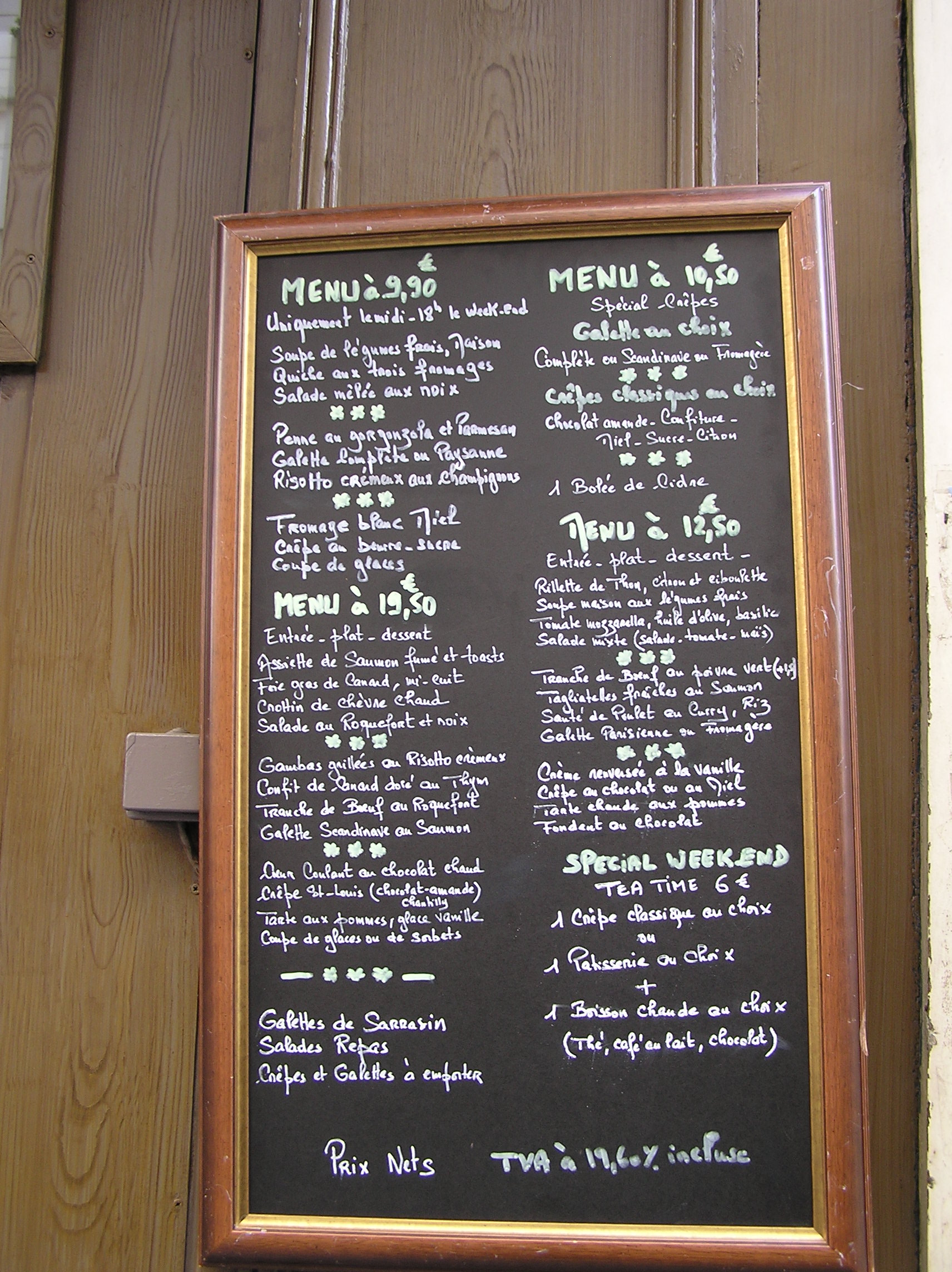 And this was the menu