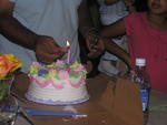 The pretty cake and the funny candle