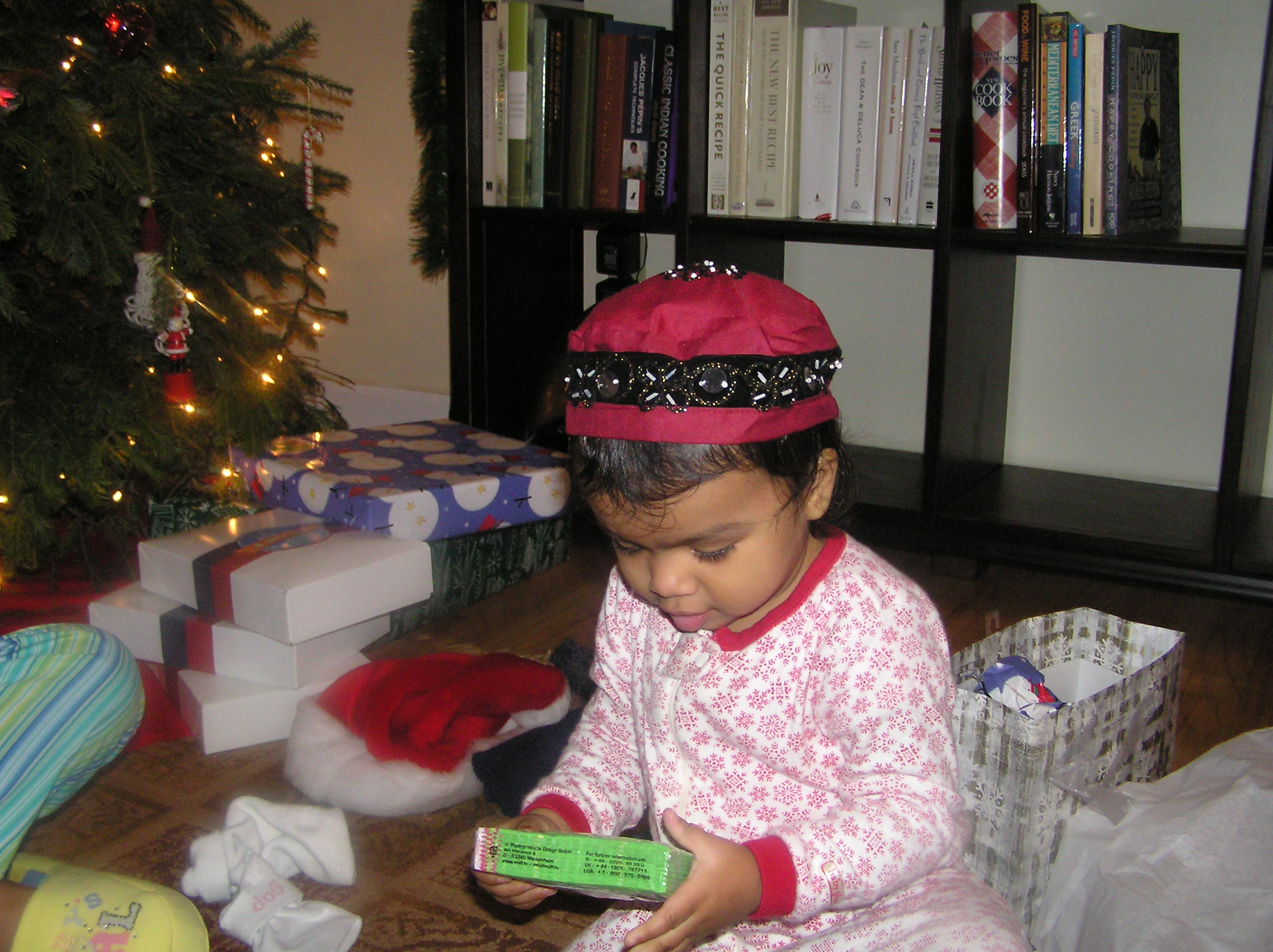 Kayla playing with Maya's stuff