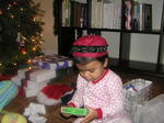 Kayla playing with Maya's stuff