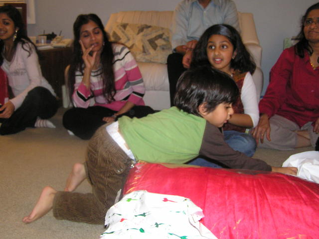 Shaan and his new sleeping bag!