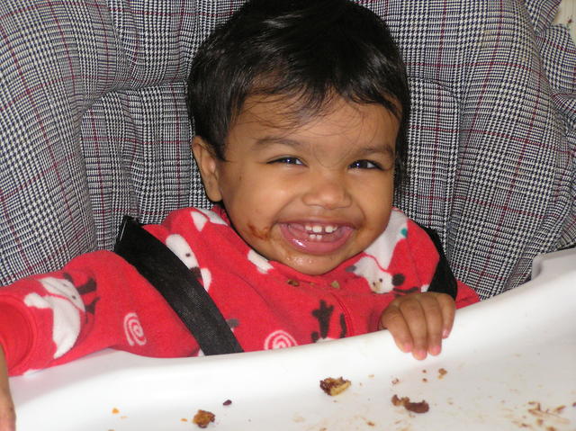 Eating Choc Chip Pancakes