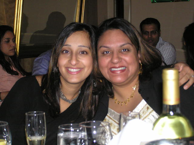 Jigna and Priti at dinner - great picture!