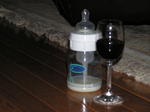 Baby's bottle and Daddy's glass