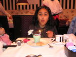 Blowing out the birthday flowerpot
