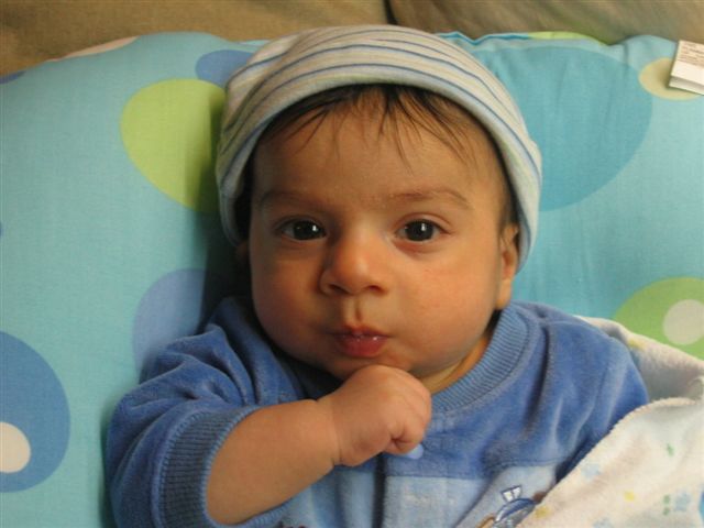 Trying to find his thumb