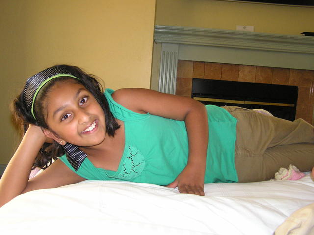 Maya enjoying her "pull out" sofa bed
